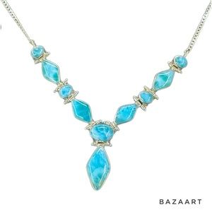 Handmade necklace in silver and Larimar stone.